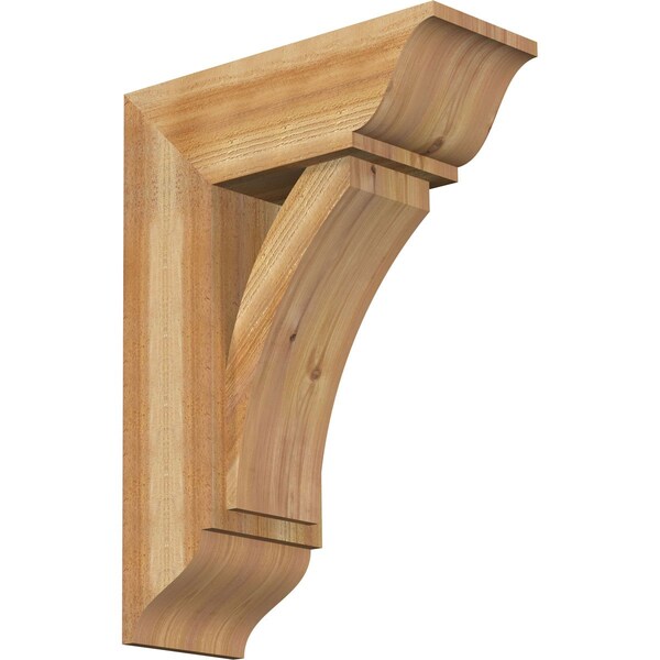 Ekena Millwork Thorton Traditional Rough Sawn Bracket w/ Offset Brace, Western Red Cedar, 8"W x 20"D x 28"H BKT0806X20X28THR01RWR - main